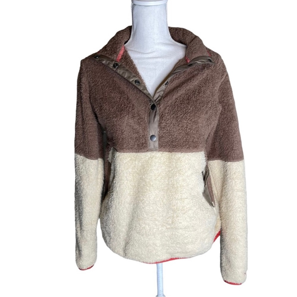 Marmot teddy faux fur sweatshirt color block warm cozy
